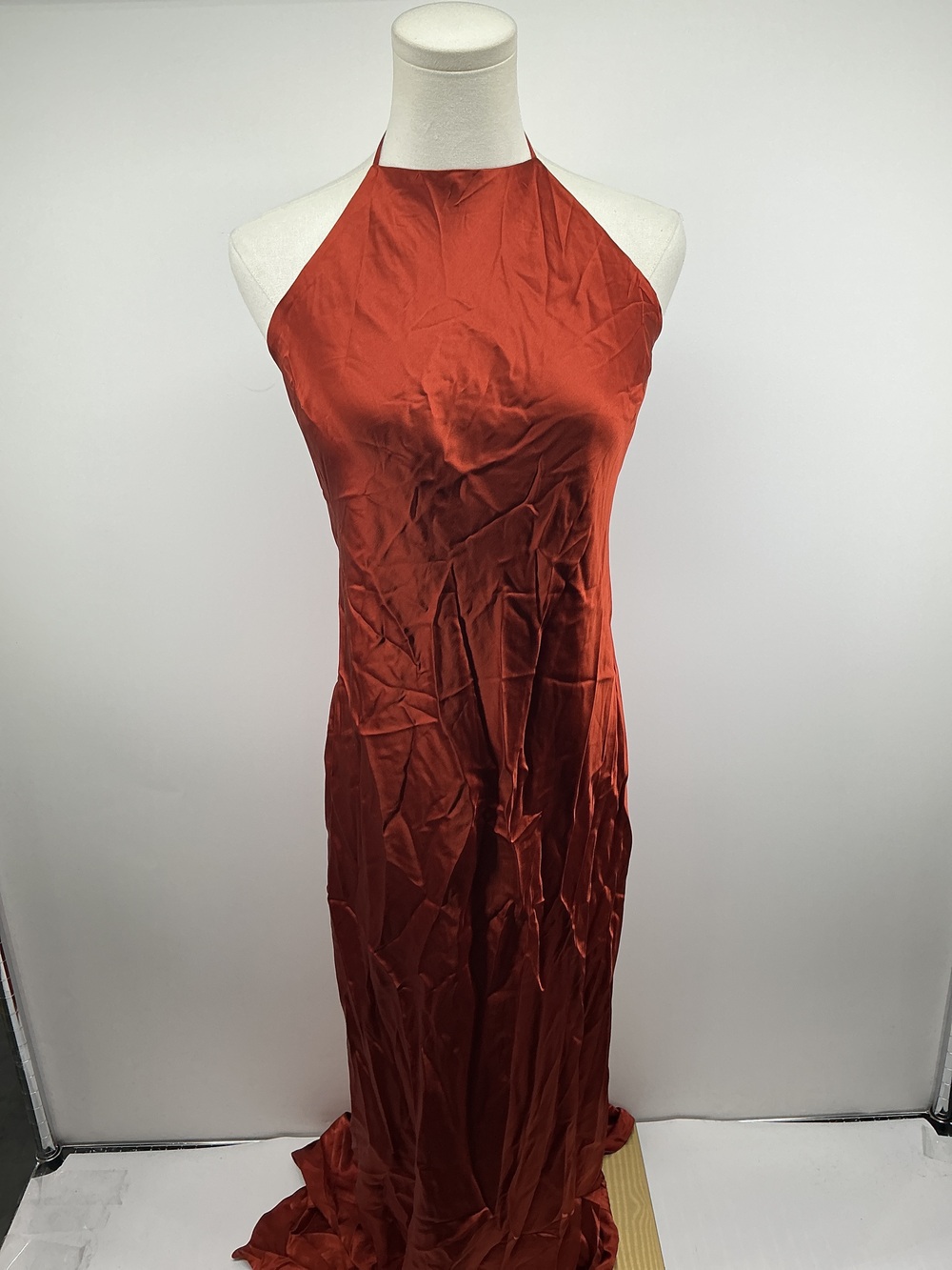 100% Washable Silk Halter Maxi Dress